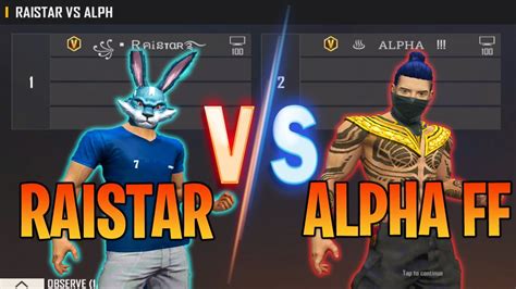 RAISTAR VS ALPHA FREE FIRE V BADGE VS V BADGE BEST FIGHT IN INDIAN