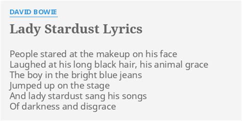 LADY STARDUST LYRICS By DAVID BOWIE People Stared At The