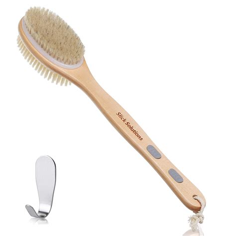 Slick Double Sided Bath Brush With Long Handle Back Scrubber And Shower Brush