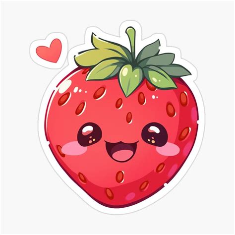 A Cute Strawberry Sticker With Hearts On The Side