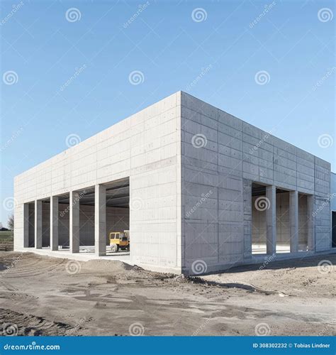 Construction Site of a Concrete Building, Facade with Huge Window