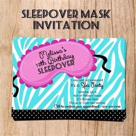 This Listing Is For A Personalized Sleepover Mask Birthday Invitation