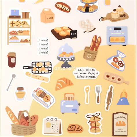 Bread Lover Stickers, Bakery Stickers, Food Stickers, Kawaii Stickers