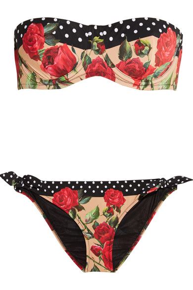 Dolce And Gabbana Printed Underwired Bandeau Bikini Net A Porter Com