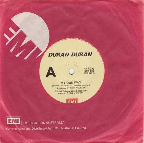 Duran Duran My Own Way 1981 Vinyl Discogs