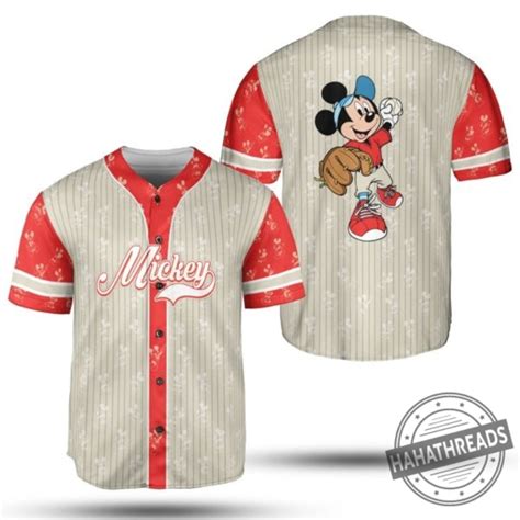 Disney Film Mickey Mouse Throwing Red 3d Unisex Pinstripe 3d Baseball