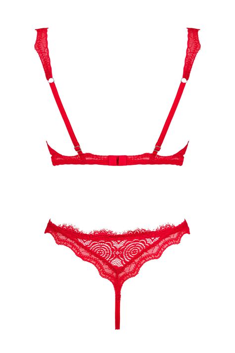 Obsessive Women S Lingerie Set Open Bra And Thong Bergamore Red