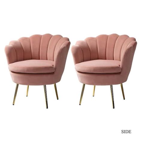 Jayden Creation Fidelia Golden Legs Pink Tufted Barrel Chair With