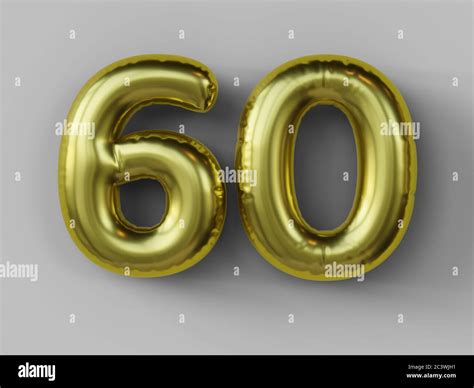 Golden balloon in shape of number 60 isolated. 3d illustration Stock ...