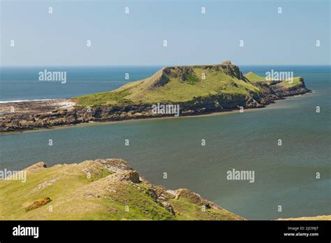 Worm's Head and causeway, Rhossili, Gower Peninsula, Swansea, South ...