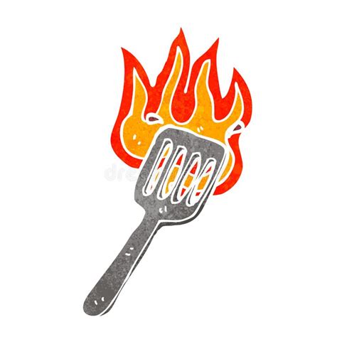 Retro Cartoon Flaming Spatula Stock Vector Illustration Of Drawing