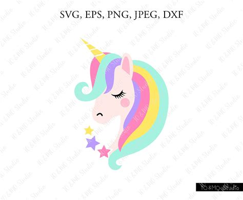 Digital Drawing Illustration Unicorn Face SVG Cute Unicorn SVG Cricut