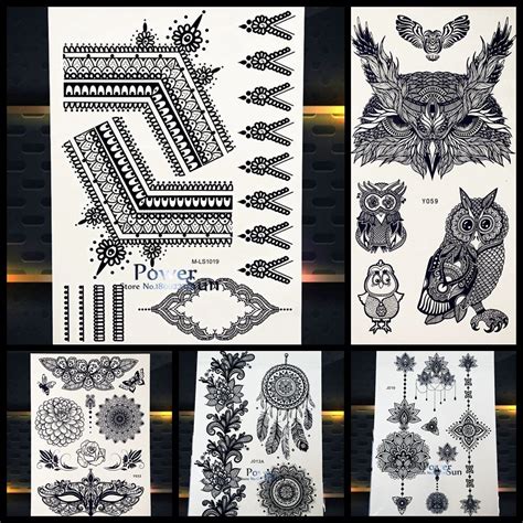 25 Style Symmetric Design Black Henna Tattoo Sticker Triangle Women