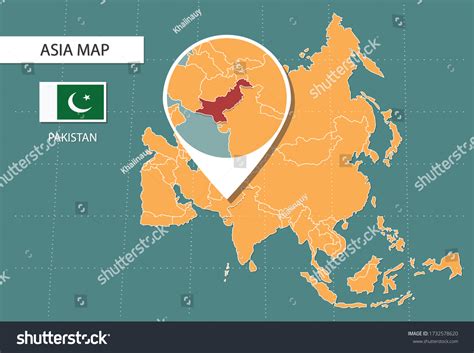 Pakistan Map Asia Zoom Version Icons Stock Vector (Royalty Free ...