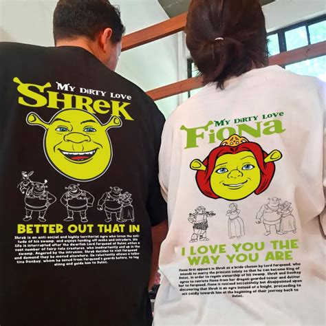 Kit 2 Camisetas Casal Shrek e Fiona Camisa Unissex 100 Algodão