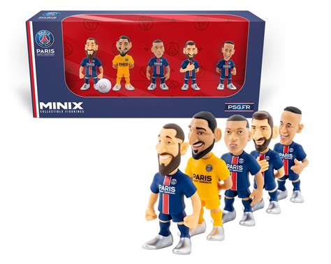 Pack De 5 Figurines Minix Football Stars PSG Messi Donnarumma Neymar JR