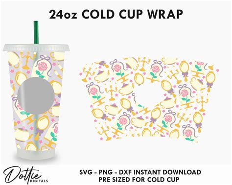 Beauty Loves The Beast Starbucks Tumbler Cup Wrap Craft Svg File