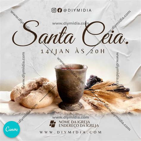 Gospel Santa Ceia Banner Edit Vel Canva Premium