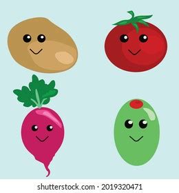 Funny Various Cartoon Vegetables Vector Clip Stock Vector Royalty Free