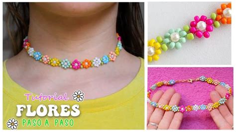 Collar Choker De Flores Con Mostacillas Chaquiras Tutorial Paso A