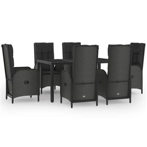 Mobilier D Ner De Jardin Et Coussins Pcs Noir Et Gris Rotin Leroy