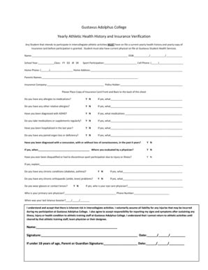 Fillable Online Gustavus Returning Student Athlete Checklist Gustavus