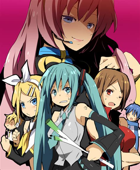 Hatsune Miku Kagamine Rin Kagamine Len Megurine Luka Kaito And 1 More Vocaloid Drawn By