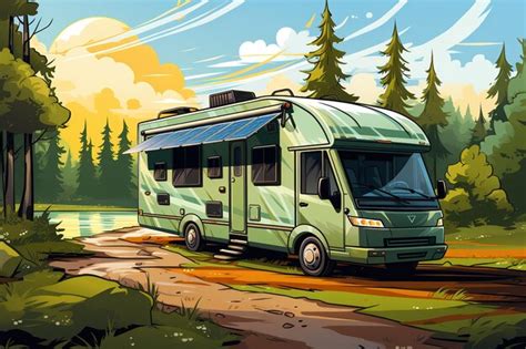 Premium Vector | Camping van camping bus school bus vector design bus clipart