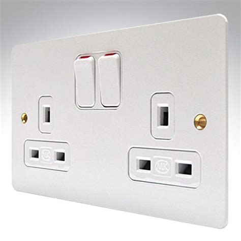 Mk Edge White Sockets And Switches Sockets Brushed Stainless Steel Plug Socket