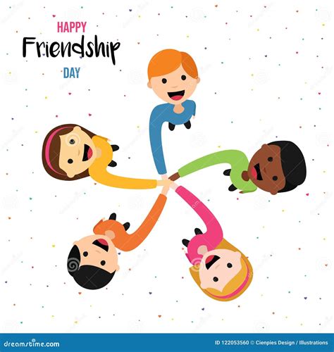 Friendship Day Card Of Happy Kid Friends Together Stock Vector