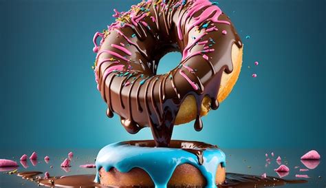 Premium Ai Image Photo A Doughnut With Pink Blue And White Icing And