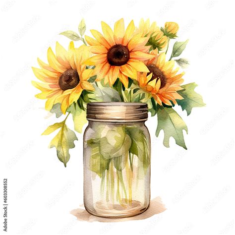 Sunflower In Mason Jar Clipart