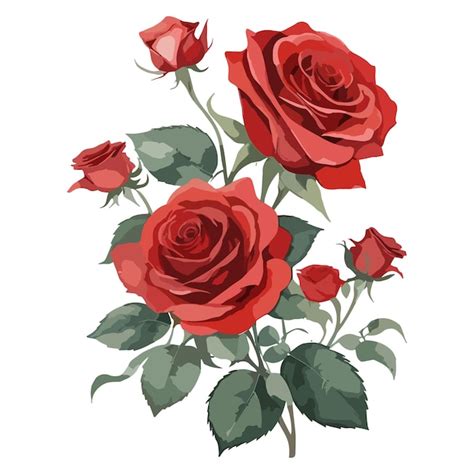 Premium Vector Watercolor Red Rose Bouquet Rose Flower Vector