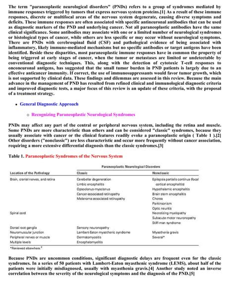 Topic Of The Month Paraneoplastic Syndromes PDF