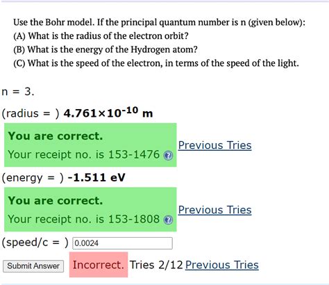 Solved Use the Bohr model. If the principal quantum number | Chegg.com