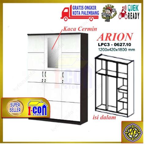 Jual Lemari Pakaian Toppan LPC3 0627 10 ARION Lemari Baju 3 Pintu Murah