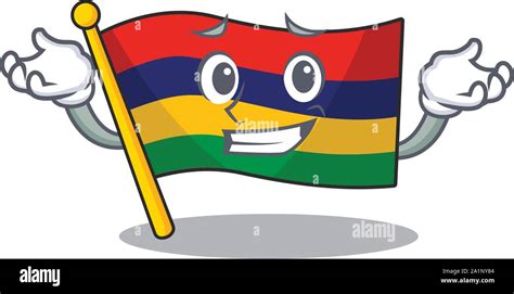 Grinning Flag Mauritius Hoisted Above Cartoon Pole Stock Vector Image And Art Alamy