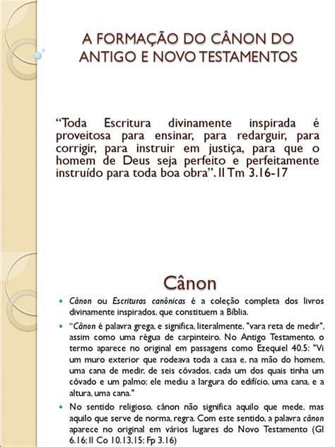 A Formação Do Cânon Do Antigo E Novo Pdf Cânon Bíblico Novo Testamento