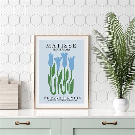 Plakat Matisse Niebieskie Tulipany Ilustracja Botaniczna Grafika Do