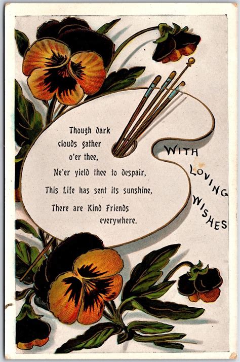 Pansies With Loving Wishes Greetings And Wishes Card Postcard Other