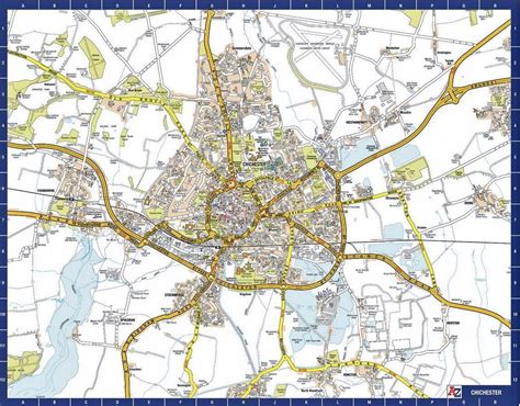 Chichester City Centre A-Z Street Wall Map