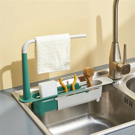 Telescopic Sink Shelf Soap Sponge Holder Kitchen Sinks Organizer Sink