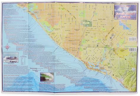 Franko Maps Orange County Surfing Map Waterproof Surfing Guide Orange