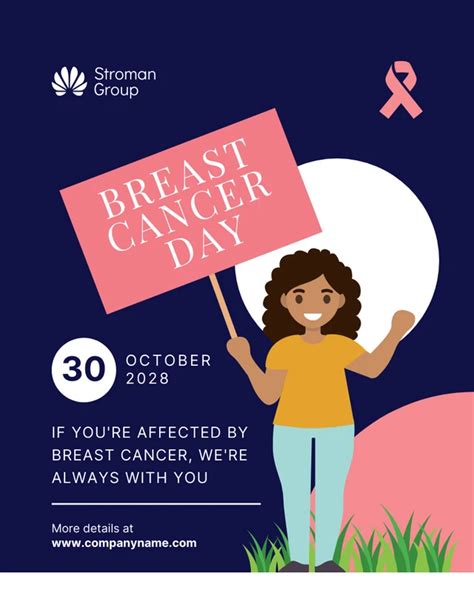 Navy And Pink Modern Illustration Breast Cancer Awareness Poster Venngage