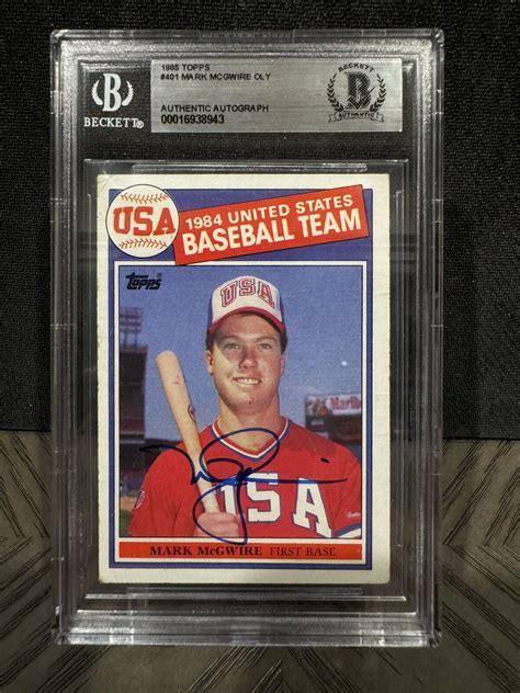 1985 Topps Mark McGwire Olympic Rookie RC 401 Signed Auto Beckett HR