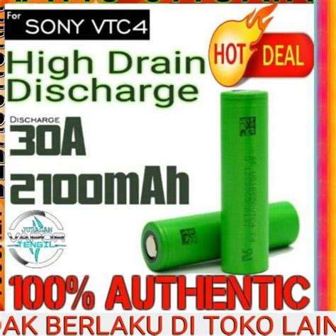 Jual ORIGINAL Sony VTC4 US18650VTC4 VTC4 HIGH DRAIN 30A 2100mAH