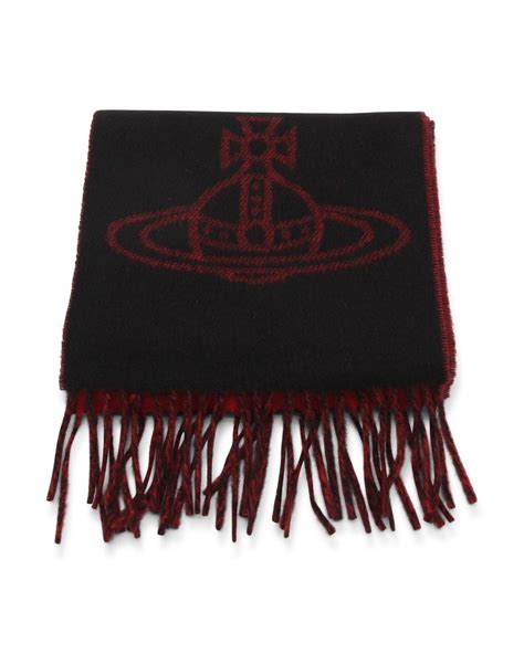 Vivienne Westwood Wool Double Face Single Orb Scarf In Black For Men Lyst