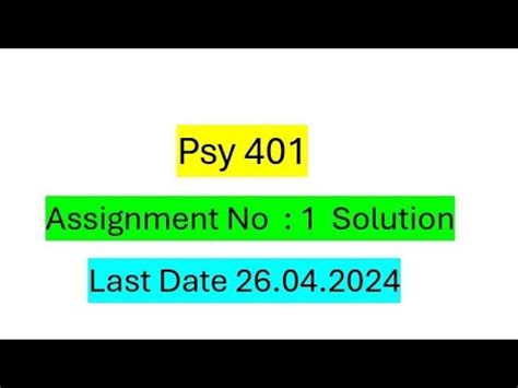 Psy Assignment No Solution Spring Correct Solution Psy