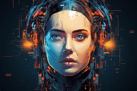 Premium Photo Vector Digital Technology Face Artificial Intelligence