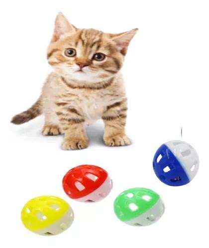 Juguete Para Gato Set Pelotas Con Cascabel Colores Env O Gratis